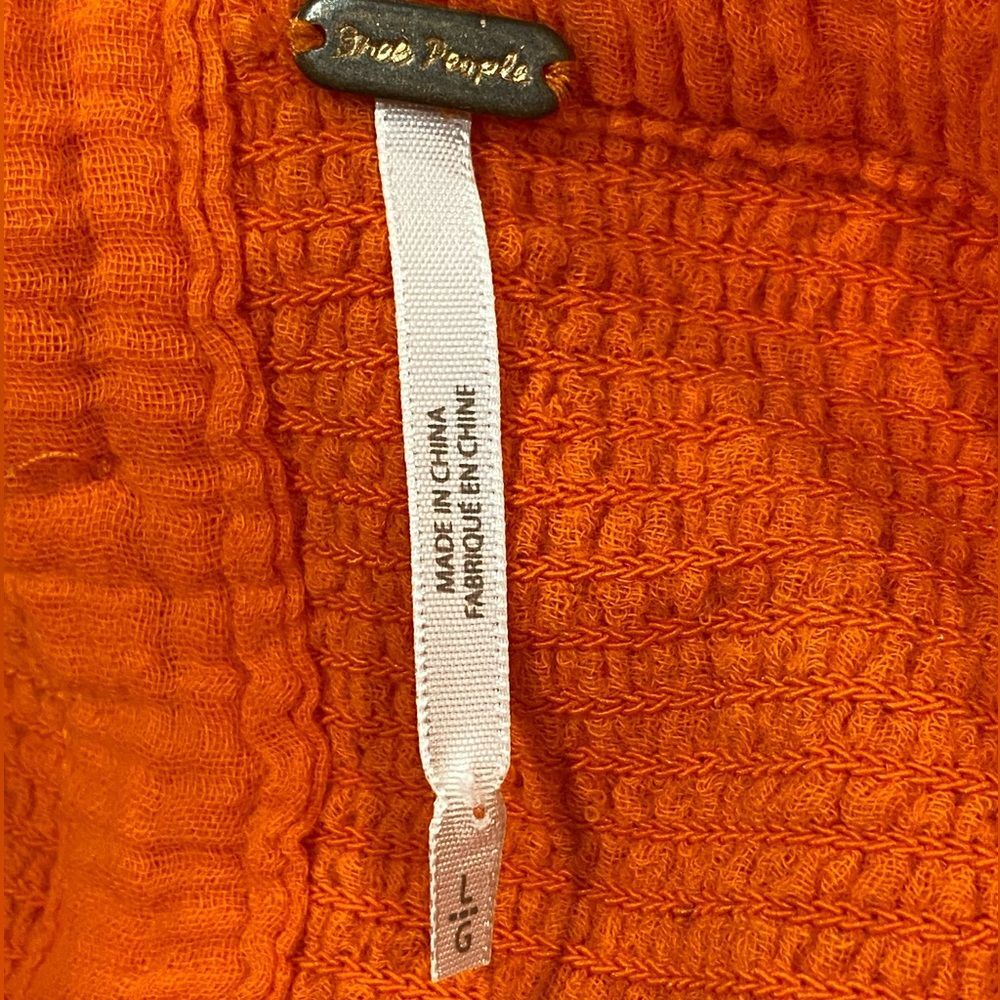 Free People Smock It To Me Embroidered Orange Elastic Tube Tank Top Large - Picture 8 of 9